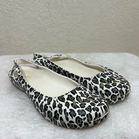 Crocs Kadee Ballet Flats White Leopard Print Size 8 - Picture 7 of 13
